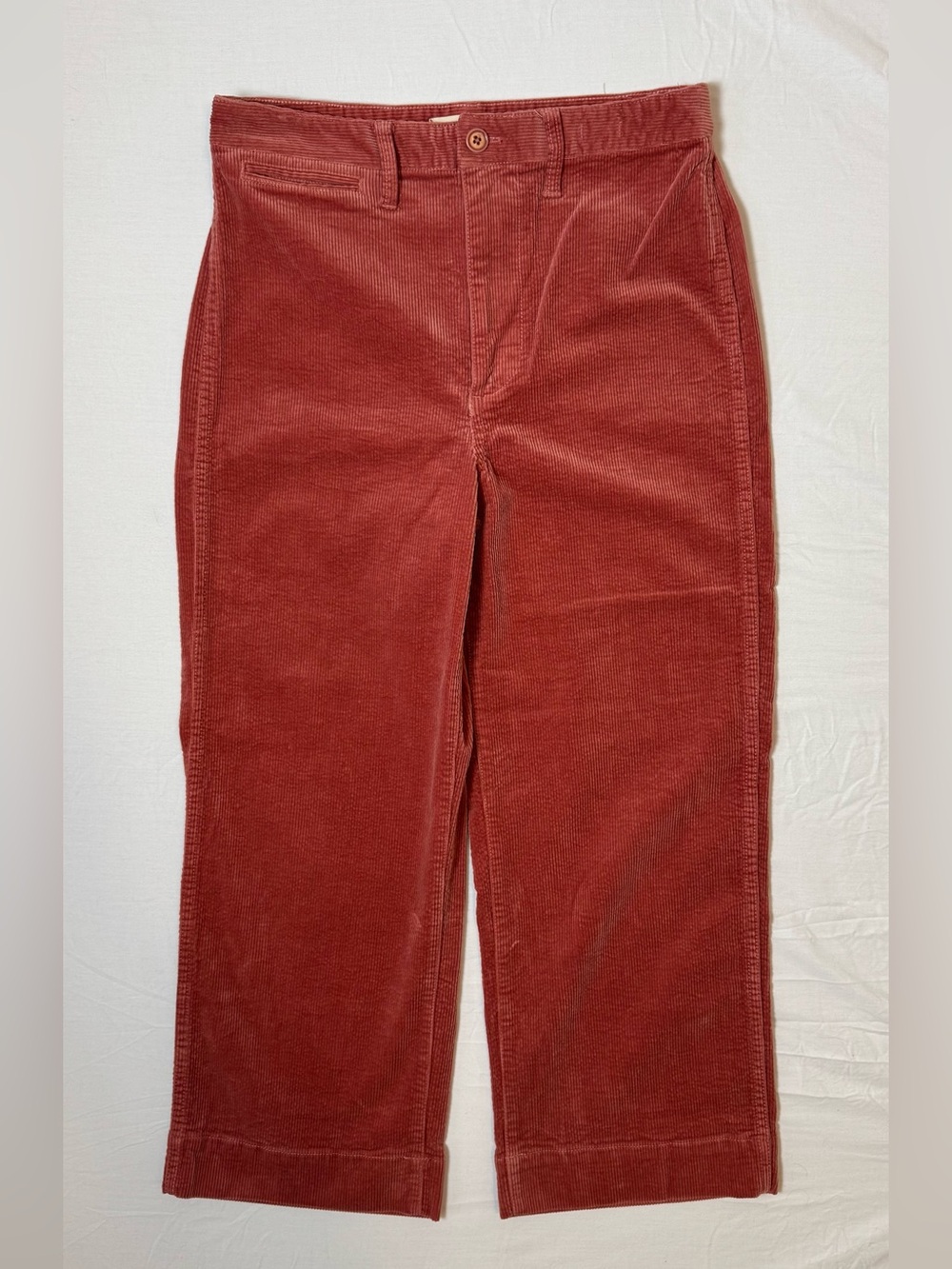 Women’s Madewell Corduroy Pants Slim Emmett Wide Leg Crop Rust Size 28 EUC